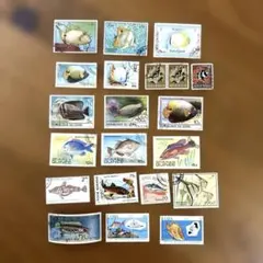 (31) 海外　外国　使用済み切手　21枚　魚　古切手　コレクション