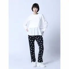ドット柄白黒 LASUD ACTIVEパンツYAMADAYAのサムネイル