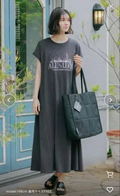 niko and...ニコアンド ランドスケープレースワンピース チャコール