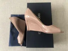 Sergio Rossi ベージュオープントゥウェッジヒール 38
