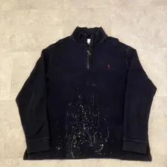 希少 ポロラルフローレン 再構築 リメイク ペイントハーフジップスウェット 紺のサムネイル