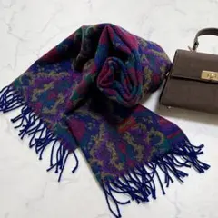 美品✨KENZO ケンゾー ウールストール マフラー パープル系 おしゃれ防寒