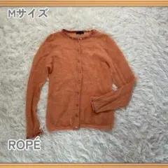【古着】ROPÉ ニットカーディガン 長袖 モヘヤ Mサイズ サーモンピンク