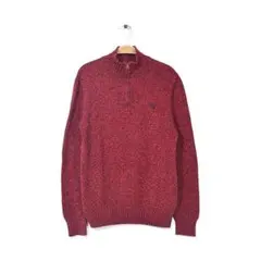 チャップス ハーフジップ コットンセーター 赤 メンズS相当 CHAPS 古着