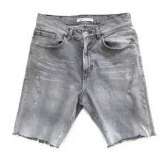 【 ZARA】ザラ　カットオフ　ビンテージ加工　ハーフデニム　size　US31のサムネイル