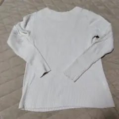 オフホワイト リブ 長袖トップス　L