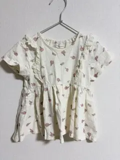 ママラク　もも柄　半袖　110cm