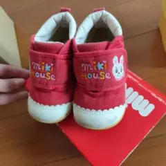 miki House 赤いファーストシューズ ウサギ刺繍