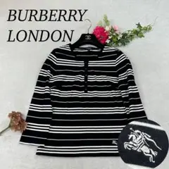 K68 美品 M バーバリーロンドン ロゴ刺繍 カットソー ブラック レディース