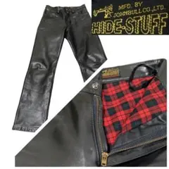 ✨️JOHNBULL ホースハイド レザーパンツ 本革 HIDE STUFF 黒のサムネイル