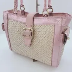 COACH Pink Straw Handbag SOHO Y2K