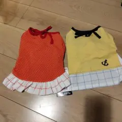 犬服 ドット柄 フリル付き 2枚セットのサムネイル