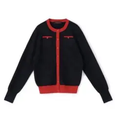 CABaN コットンカシミアバイカラークルーネックカーディガン