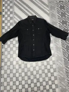 MALE & CO. ブラック　黒カジュアル （襟、袖水玉）シャツ LLのサムネイル