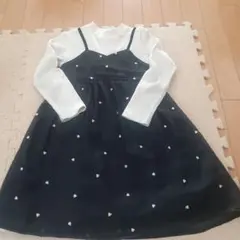 プティマイン　120cmハート柄刺繍ワンピース