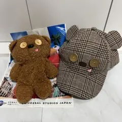 ティム ぬいぐるみポーチ チェック柄帽子 セット