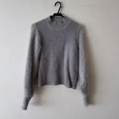 本日終了　最終値下げ　アズール　グレー リブ編み トップス
