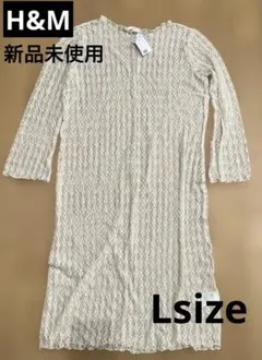 レディース H&M 総レース ロング ワンピース レイヤード Lsize