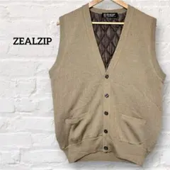 ZEALZIP ウール混 中綿ニットベスト L ベージュ 防寒 メンズ