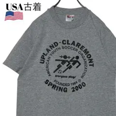 00s USA古着 Hanes サッカーtシャツ グレー M 2000年Tシャツ