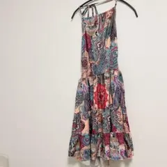 ペイズリー柄マルチカラーロングキャミワンピース　レディース　海外古着