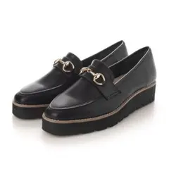 Finスクエアトゥ厚底ビットローファー（ブラック）