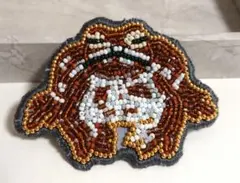 ビーズ刺繍ブローチ カエル 【匿名配送】