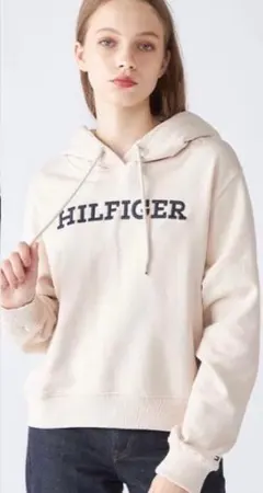 TOMMY HILFIGER ベージュ　パーカーフード付きスウェット トレーナー