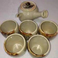 島岡達三 象嵌煎茶器揃い 益子焼 人間国宝 木箱付き 未使用 急須と茶碗