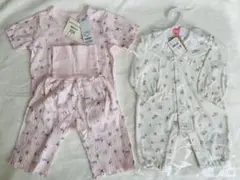 【新品・未使用】花柄ロンパース＋パジャマ 70cm ホワイト・ピンク