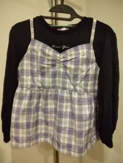 VIVIAN BLUE チェック柄重ね着風トップス 140