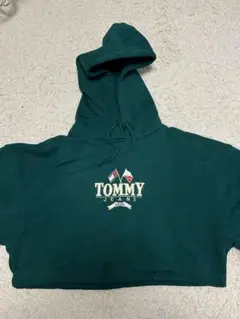 TOMMY JEANS クロップドパーカー ダークグリーン