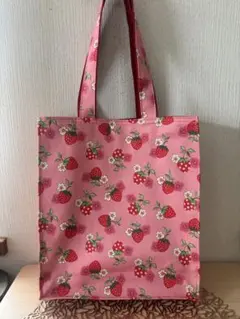 【キャス・キッドソン ピンクストロベリー柄紙袋風トートバッグ】