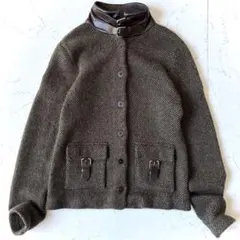 美品 ラルフローレン ブラックレーベルM カシミヤレザーベルトニット ジャケット