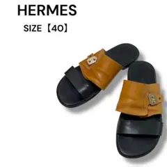 HERMES ブラウンレザーサンダル - メルカリ