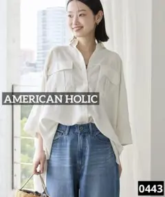 0443 AMERICAN HOLIC 接触冷感Wポケットシャツチュニック