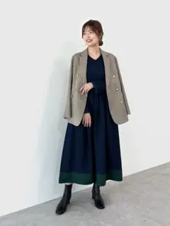 Stola. ネイビー ロングニットワンピース 長袖