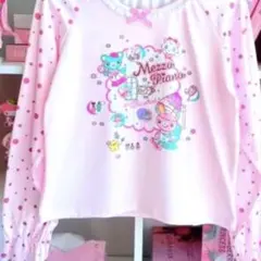 平成女児 平成レトロ ピンクのキャラクター長袖カットソー Tシャツ トレーナー
