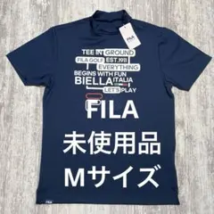 FILA フィラ　ゴルフウェア モックネック半袖シャツ Mサイズ　ネイビーのサムネイル
