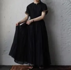 Tabrik タブリクcotton silk gather dress ブラック Tabrik タブリクcotton silk gather dress ブラック