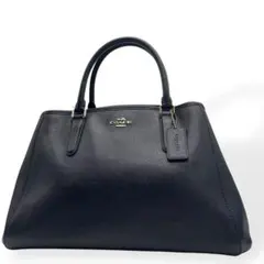 美品　COACH コーチ　ハンドバッグ　ネイビー　レザー　本革のサムネイル