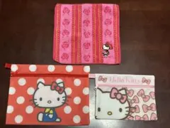 ハローキティ タオル ポーチ 3点セット フラットポーチ