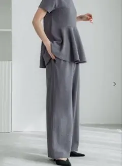 coca エンボス加工 ワイドパンツ グレー　ショート