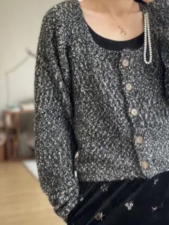 6(ROKU)ミックス スクエアネック カーディガン