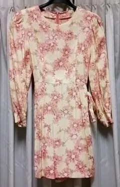 値下げ　美品　オックスフォード クィンシー ワンピース 長袖 花柄　リボンのサムネイル