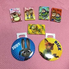 新品★トイストーリー・ズートピア 缶バッジ バラok