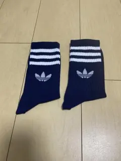 adidas ネイビー ストライプ ソックス 22-24cm S