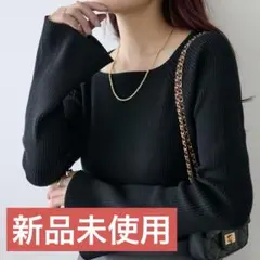 DISCOAT 【WEB限定】リブスクエアネックプルオーバ　ブラック