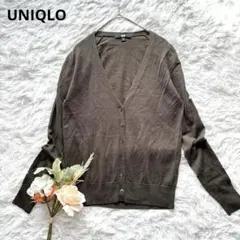 ユニクロ　UNIQLO ライトVネックカーディガン（長袖）　M オリーブ　カーキ