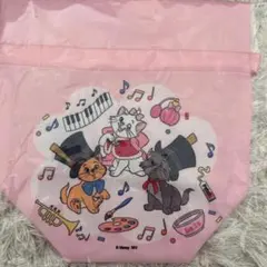 ディズニー　happyくじ　D賞　巾着ポーチ　おしゃれキャット